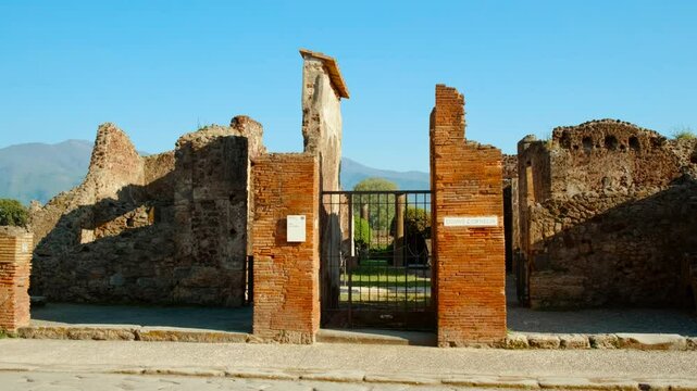 Via dell'Abbondanza featuring the Domus Cornelia or House of Cornelius Rufus, Pompeii, Naples, Campania, Italy, buried by Vesuvius in 79 AD