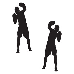 Fototapeta premium Boxing Silhouette, Boxing Vector Silhouette, Boxing cartoon Silhouette, Boxing illustration, Boxing icon Silhouette, Boxing Silhouette illustration