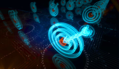 Obraz premium Target business strategy symbol digital concept 3d illustration