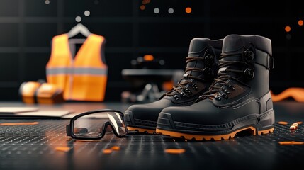 Ensuring workplace safety with ppe industrial boots and safety goggles in a controlled environment