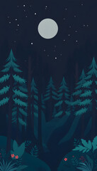 Naklejka premium dark forest, flat design. isolated with white highlights