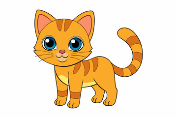 Cute Cat Vector Kawaii Illustration on a white Background