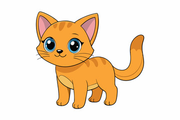 Cute Cat Vector Kawaii Illustration on a white Background