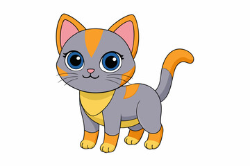 Cute Cat Vector Kawaii Illustration on a white Background