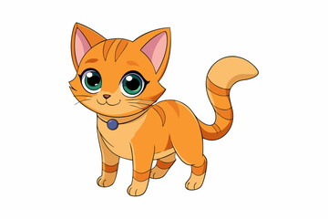 Cute Cat Vector Kawaii Illustration on a white Background