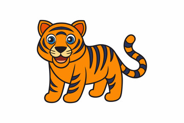  tiger cartoon isolated on white