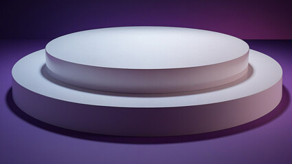 3D rendering white circular podium on purple background High quality isolated background