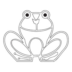 Coloring page cute frog with colorful sample for coloring. Vector.