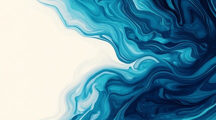 Fototapeta premium Mesmerizing Electric Blue and Navy Swirling Waves with Soft Gradient Copy Space