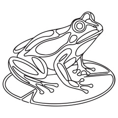 Coloring page cute frog with colorful sample for coloring. Vector.