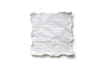 Obraz premium Crumpled Piece of Lined Notebook Paper with Rough Edges Isolated on White Background