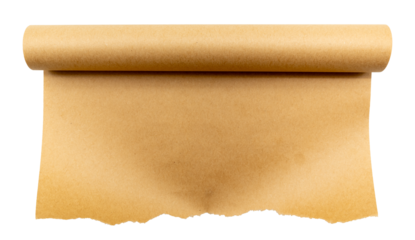Roll of parchment paper for baking on a white background. Parchment paper isolate. homemade baking