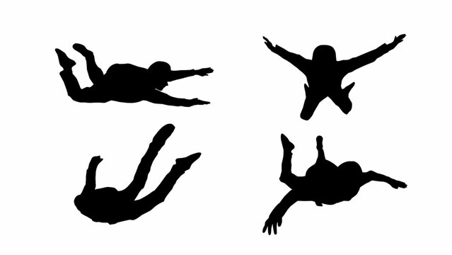 Set of silhouettes skydiving sport vector illustration isolated on white background