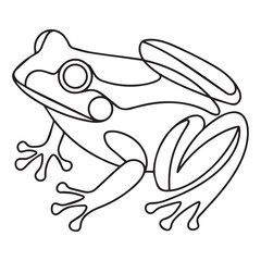 Coloring page cute frog with colorful sample for coloring. Vector.