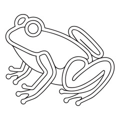 Coloring page cute frog with colorful sample for coloring. Vector.