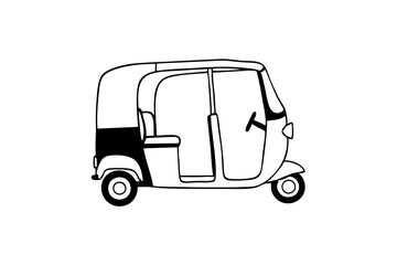line art of Auto rickshaw vector illustration 