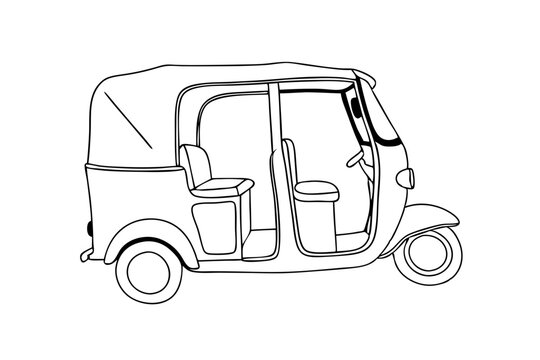 recommend clip art: line art of Auto rickshaw vector illustration 