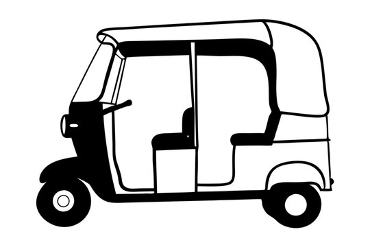 recommend clip art: line art of Auto rickshaw vector illustration 