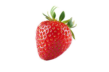 Freshly Picked Strawberry with Bright Red Hue and Green Stem isolated on transparent background