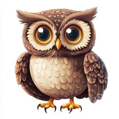 Cute owl isolated on white background