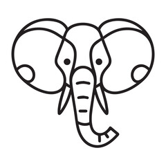 Elephant head coloring page kids friendly simple line art cute elephant face with geometric flower mandala design
