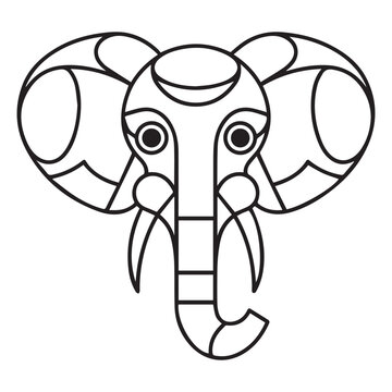 recommend clip art: Elephant head coloring page kids friendly simple line art cute elephant face with geometric flower mandala design