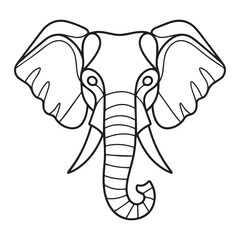 Elephant head coloring page kids friendly simple line art cute elephant face with geometric flower mandala design