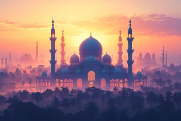 Obraz premium elegant mosque silhouette