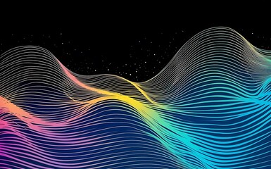 Naklejka premium Bright background color wave template presentation design with color line and dots