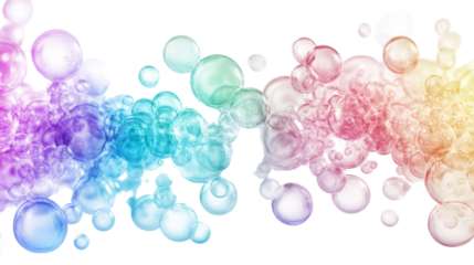 Colorful fluorescent bubbles, transparent background