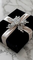 Elegant Velvet Gift Wrapped with Ornate Crystal Embellishments
