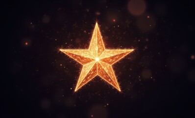 Glowing golden star on dark background
