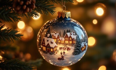 Decorative ornament with winter scene