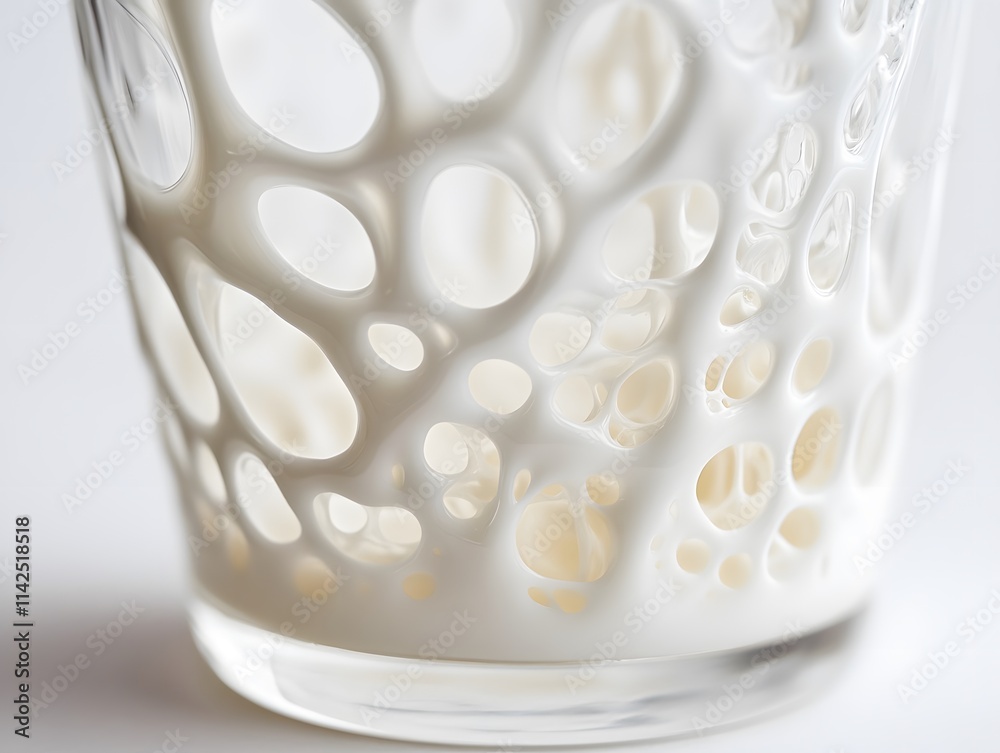 Poster close-up of an artistic glass with fluid and organic patterns representing modern design and aesthet