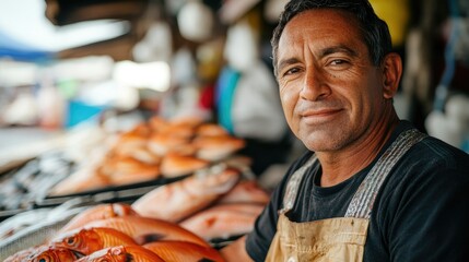 Fishmonger at Market: A Portrait of a Seafood Vendor
