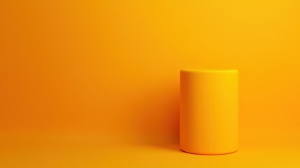 Bright Yellow Cylinder on Vibrant Yellow Background for Minimalist Design
