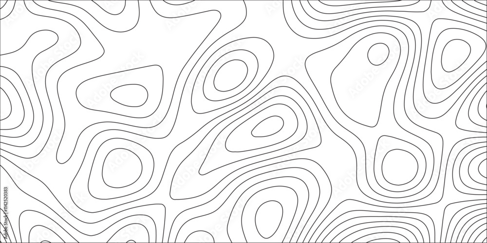 Poster Contour map background. Geography scheme and terrain. Topography grid map. Ocean topographic line map with curvy wave isolines. Stylized height of the topographic map contour in lines