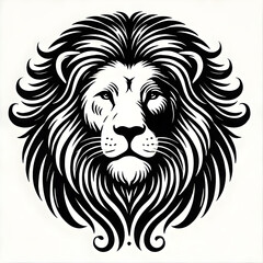 lion head silhouette vector art illustration 