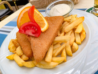 Fried cheese with fries.