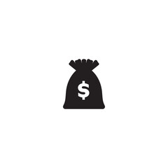 Minimalist Black Money Bag Icon with Dollar Sign