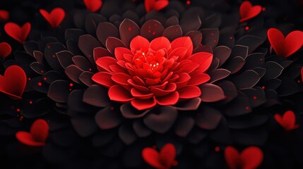 Digital art of a red heart floral arrangement in vibrant colors