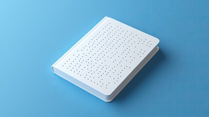 White book with perforated cover on blue background. (1)
