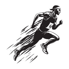 Silhouette of a running person isolated on white background, running man vector silhouette