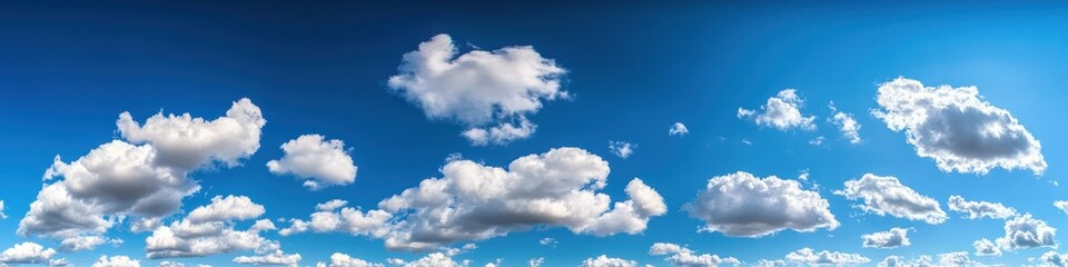 Fototapeta premium A clear blue sky filled with fluffy white clouds, creating a serene and peaceful atmosphere.