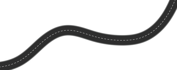 Flat roadway vector illustration isolated on white background.