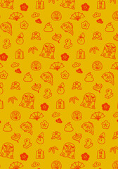 かわいい手描きのお正月背景パターン