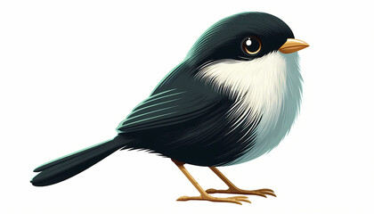 Obraz premium A colorful illustration of an araripe manakin, showcasing its striking black and white features.