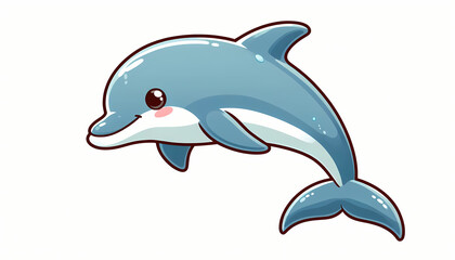 Obraz premium A cheerful blue dolphin character with a smiling face and playful expression, perfect for children's themes.