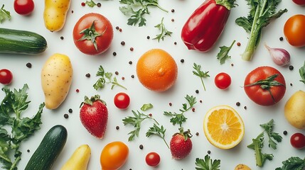 Vibrant vegetable display kitchen food photography bright top-view