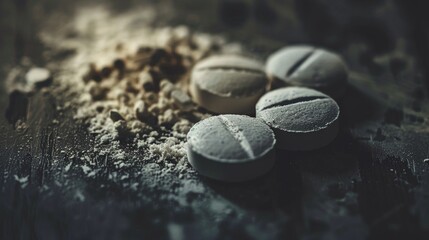 Artistic representation of heroin segments on a dark canvas highlighting substance division